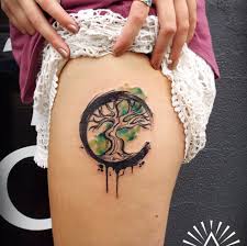 Loads of different colors can symbolize your playful and determined personality. Cool Tree Of Life Watercolor Tattoo On Thigh By Cynthia Sobraty