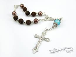 Brown Car Rosary Auto Rosaries Rear View Mirror Rosary Single Decade Rosaries Rose Rosary Wood Gift Catholi Handmade Jewelry Gemstone Rosary Christian Necklace