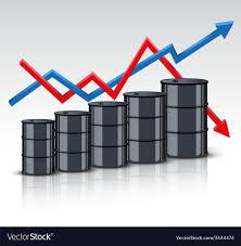 Oil Barrels On The Price Chart Background