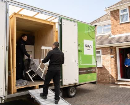 Modern door-to-door mobile self-storage collection in action, AI generated