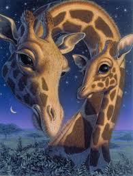 Una bonita escena de la sabana durante una tormenta. Richard Cowdrey Giraffe Art Giraffe Wildlife Art