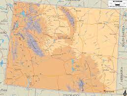 Wyoming Mountain Ranges Map Physical Map Of Wyoming - Ezilon Maps