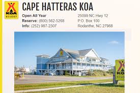 ‹ › camping in the north carolina smokies near bryson city. Cape Hatteras Koa Campground Visit Outer Banks Obx Vacation Guide