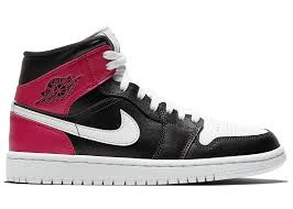 Jordan 1 Retro Mid Black Red White Jordan 1 Mid Black Noble Red W In 2020 Jordan 1 Mid Jordans Jordan 1