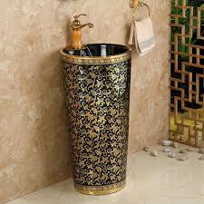 Starwhite hindware monroe over counter wash basin, for bathroom. Mosaic Gold Black Round Pedestal Sink Ceramic Bathroom Sink With Stand Pedestal Wash Basin Bathroom Sinks Aliexpress
