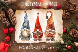 They are perfect for designing party. Christmas Gnomes Watercolor Clipart Graphic By Ksenyaart Creative Fabrica
