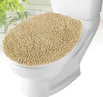 MAYSHINE Toilet Lid Cover - Beige, Plush Microfiber Oval Toilet Seat Covers  for Bathroom, Machine Washable Elongated Toilet Cover Seat, Stretches up ...