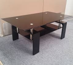 Simplihome skyler solid mango wood and metal 34 inch wide square modern industrial coffee table in dark cognac brown, for the living room and family room 4.1 out of 5 stars 42 $336.59 $ 336. Furniture Place Lily Coffee Table Black Tempered Glass 1100mmx600mm