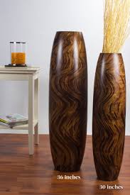 Leewadee Tall Big Floor Standing Vase For Home Decor 30 Inches Mango Wood Brown Floor Vase Decor Tall Wood Vase Brown Floor Vase
