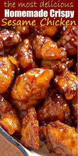 Homemade Crispy Sesame Chicken Crispy Honey Chicken Easy Chinese Recipes Yummy Chicken Recipes