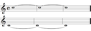 In music notation, we represent a tie with a little curved line between two note heads. Onmusic Dictionary Term