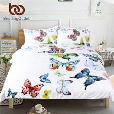 Beddingoutlet 3 Pieces Flying Butterflies Duvet Cover Set Butterfly Collection Bedding Set Hypoallergenic Soft Bed Cover Set Duvet Bedding Sets Bed Cover Sets Duvet Bedding