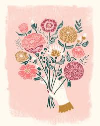 Floral Bouquet By Andrea Lauren On Artfully Walls Floral Illustrations Flower Illustration Linocut Prints