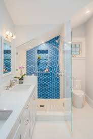 Much like paint effects, the tiles you choose can alter the look of a room, making it feel bigger than it actually is or created by interior designs caz myers, petrol blues and retro pattern bring this whole bathroom together to create a. 75 Beautiful Blue Tile Bathroom Pictures Ideas August 2021 Houzz
