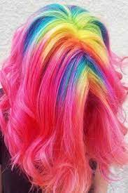 33 Rainbow Hair Styles To Look Like A Unicorn Cheveux Tres Colores Style De Cheveux Cheveux Couleur Ombree