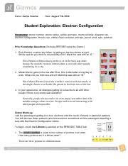 The more electron configuration practice problems you do the better you'll perform on quizzes and exams. Electron Configuration Gizmo 1 Pdf Name Ayesha Date Student Exploration Electron Configuration Www Explorelearning Com Username Schi249 Password Course Hero