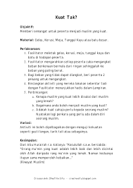 Ldk 4 (fesyen kepimpinan) objektif ø memberi kesedaran bahawa pemimpin dan anak pimpinan akan sentiasa saling ø bergantungan ø menanamkan sikap bertolak untik lebih menarik, aktiviti ini boleh dijalankan dalam kumpulan yang besar atau diadakan pertandingan di antara kumpulan. 25 Sample Aktiviti Dan Permainan Kreatif Islami