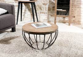 Petite Table Basse Ronde Teck Recycle Structure Filaire Noire Swing Tables Basses Pier Import