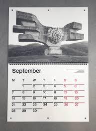 This yearly calendar is available in a horizontal layout. International Brutalist Icons With Independent Publishers Blue Crow Media