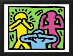 See No Evil Hear No Evil Speak No Evil Canvas Pop Shop See No Evil Hear No Evil Speak No Evil Framed Giclee Print Keith Haring Art Com Graffiti Wall Art Keith Haring Art Pop Art Canvas