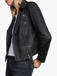 Allsaints Leather Cargo Biker Jacket Black Grey In 2021 Leather Jackets Women Real Leather Jacket Stylish Jackets