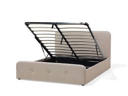 Elegantes doppelbett in dunkelgrau mit lattenrost und praktischen bettkasten. Polsterbett Leinenoptik Beige Mit Bettkasten Hochklappbar 140 X 200 Cm Rennes Beliani De