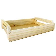 Cesta Bandeja Retangular Madeira Natural G - Baeluan | Jovipel Embalagens