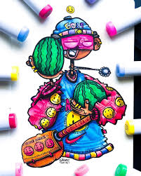 Gawx Art On Instagram Cool Brudda Taking Care Of His Delicious Watermelons Btw This Is A Drawthisinyo Graffiti Doodles Cute Doodle Art Doodle Art Designs