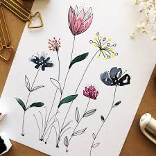 Anleitung Fur Einfach Gemalte Aquarellblumen Mit Farben Und Fineliner Aquarell Blumen Kunstmalerei Blumen Blumenzeichnung