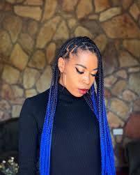 Black And Blue Knotless Braids Blue Ombre Knotless Braids In 2020 Hair Styles Braids Blue Ombre
