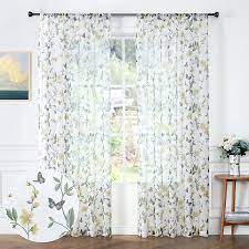 No matter what your requirements, you can easily find all your needs met with these graceful. Buy Tollpiz Sheer Floral Curtain Yellow Flower Butterfly Printed Bedroom Curtains Rod Pocket Voile Faux Linen Window Curtain For Living Room 54 X 84 Inches Long Set Of 2 Panels Online In Italy B08fgsgfm6