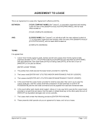 Make an agreement between a land owner and a property developer. Agreement To Lease Template By Business In A Box
