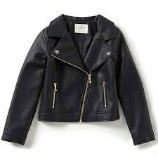 Little Girls 2 6x Faux Leather Jacket Biker Leather Gold Leather Jacket Outfits Leather Jacket Leather Jacket Girl