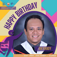 Today, we celebrate the birthday of our department head coordinator, Sir.  Randy! May you have a merry and blessed one, Sir! Thank you for spreading  light to us with your music. HAPPY