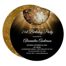 Black And Gold 21st Birthday Invitations Gold 21st Birthday Party Gold Disco Ball Invitation Zazzle Com In 2020 Birthday Party 21 Disco Birthday Party 21st Birthday