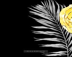 28+ collection of palm tree clipart #2988835. Watercolor Gray And Yellow Tropical Clipart Yellow Roses Gray Palm Leaves For Wedding Invitations In Illustrations On Yellow Images Creative Store