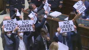 The ‘green pass’, available from 1 july, will serve as proof that the individual has been vaccinated against covid. Italian Covid Green Pass Protested By Right Wing Lawmakers