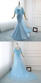Mermaid Ice Blue Wedding Dresses Tulle Satin Bridal Gown Butterfly Lace Cape Evening Dresses Wd037 From Veryprom Wedding Dresses Satin Blue Wedding Gowns Satin Bridal Gowns