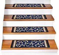 The ingenious invention of mankind ah, stairs. Amazon Com Stair Treads Carpet Non Slip Stair Runners For Wooden Steps Non Slip Rubber Back Stair Rugs Stairway Carpet Rug Set Of 7 Navy Floral 8 5 X 26 Furniture Decor