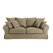 Canape 3 Places En Coton Taupe Sofa Traditional Living Room Furniture Furniture