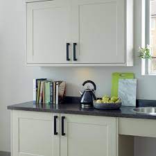 Furniture handle 192mm black matt inner length: Matt Black Square D Cupboard Handle 192mm Howdens