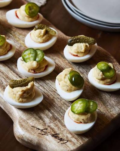 Spicy Deviled Eggs - SERVES: 12
