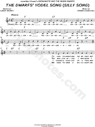 The yodeling song lyrics by frank ifield. The Dwarfs Yodel Song Silly Song From Snow White And The Seven Dwarfs Sheet Music Leadsheet In F Major Download Print Sku Mn0123275