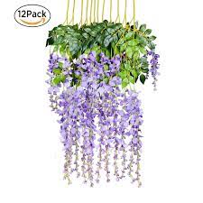 Silk flowers, fiberglass trunk customized size: Artificial Wisteria Vine Flowers For Wedding And Home Decorations Diy Pack Of 48 Silk Flowers Wedding Purple Wedding Flowers Wedding Flowers