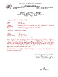 Surat Keterangan Kerja Perencanaan
