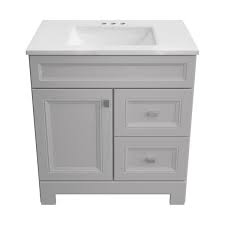 H bathroom vanity in espresso with single basin top in white ceramic and mirror. Home Decorators Collection Sedgewood 30 1 2 In Configurable Bath Vanity In Dove Gray With Solid Surface Top In Arctic With White Sink Pplnkdvr30d The Home Depot