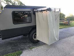 Besides fully portable toilets and outdoor showers, these are the two bathroom types you'll find in the descriptions of the best smallest rv campers with it is a bathroom with a sink, toilet, and shower like a wet bath. I Haven T Seen A Shower On Other Teardrops But It Was A Necessity For My Wife And I Teardroptrailers