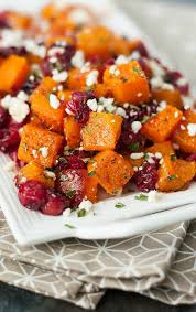 Honey Roasted Butternut Squash With Cranberries Feta Recipe Food Food Dishes Christmas Food