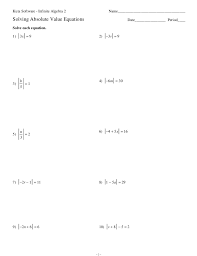 Solve the absolute value equation quadratic equations word problems worksheet. 4 6 Solving Absolute Value Equations No Key