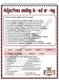 Adjectives Ending In Ed Or Ing Adjectives English Grammar Worksheets English Adjectives